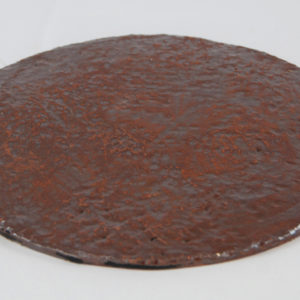 Plaque ronde pour poser des kokedamas, émaillé rouge rouille.